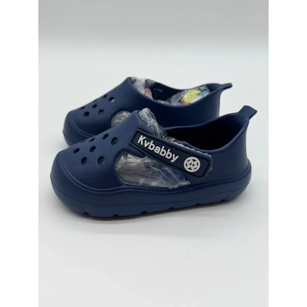 Kvbabby‎ Kids Navy Blue Rubber Clogs Water Shoes with Charms Size 21 NEW